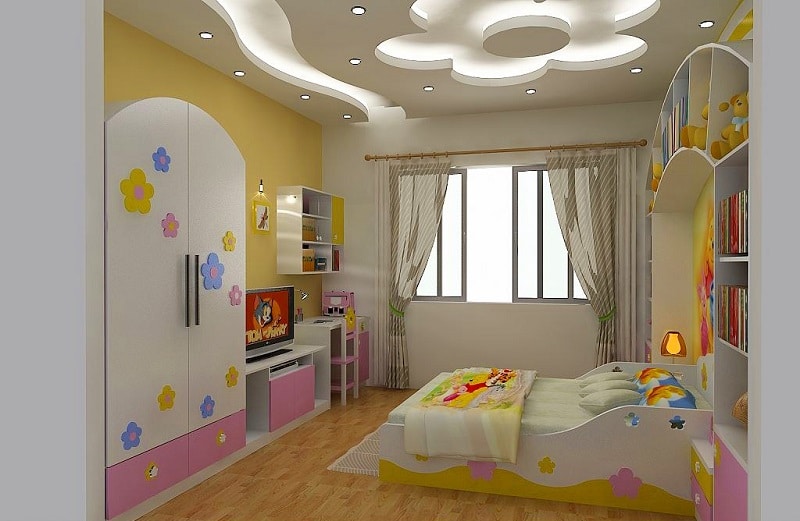 Ý tưởng thiết kế cho trần thạch cao phòng ngủ trẻ em