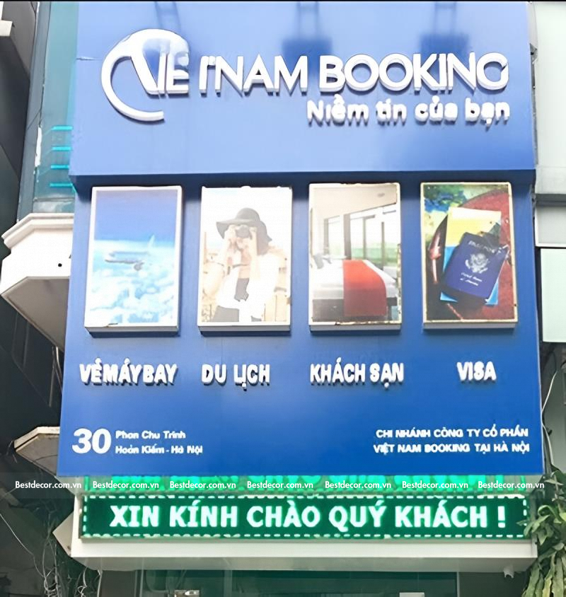 Bảng hiệu công ty du lịch Vietnam Booking
