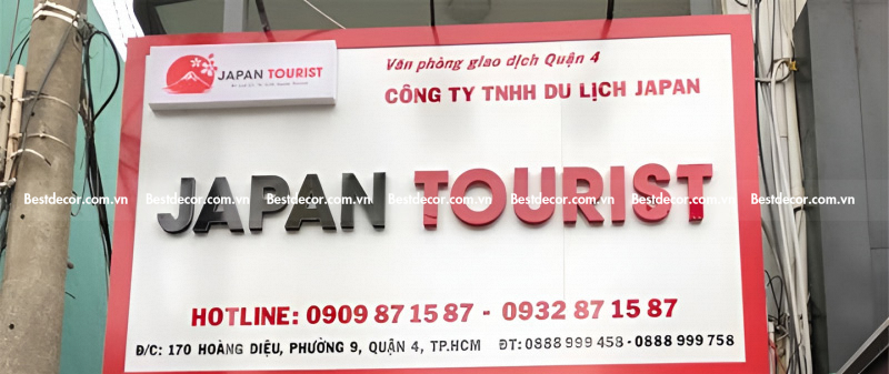 Bảng hiệu dịch vụ du lịch chữ nổi Japan Tourist