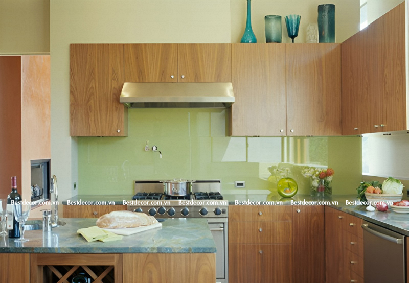 Kính sơn màu Glasskote dành cho không gian bếp rộng rãi