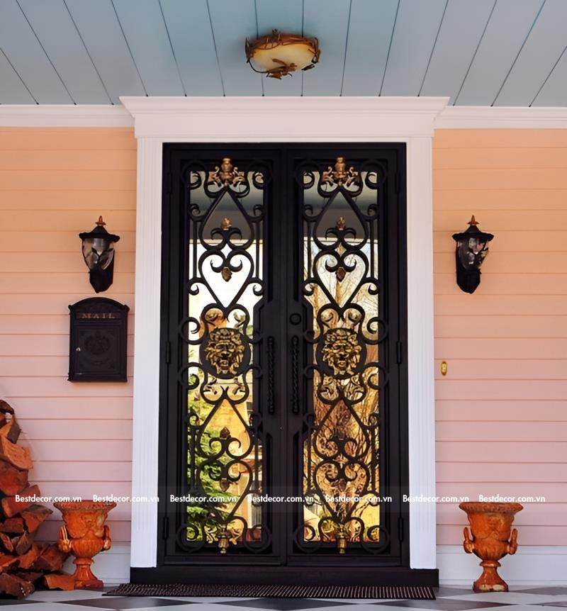 Mẫu cửa sắt Pano kính hoa văn hiện đại giúp ngôi nhà vừa hiện đại mà vẫn sang trọng